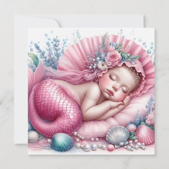 Cartão Bebê Sereia Fofa (Frente)