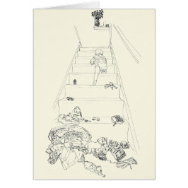 Cartão Bebê Subindo as Escadas Desenho Arte Familiar Dive