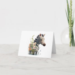 Cartão Bebê Zebra Adorável com VAZIO de Flores