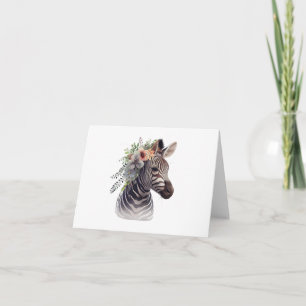 Cartão Bebê Zebra com VAZIO de Flores