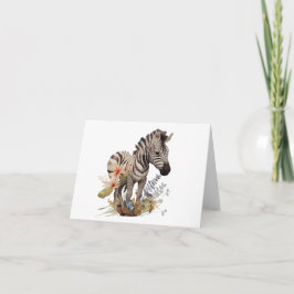Cartão Bebê Zebra com VAZIO de muitas flores