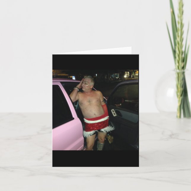 Cartão bêbedo do feriado do papai noel (Frente)