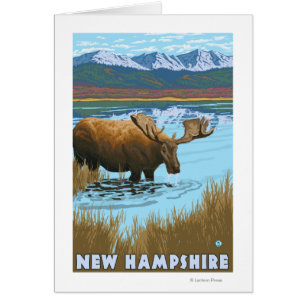 Cartão Bebendo de New HampshireMoose no lago