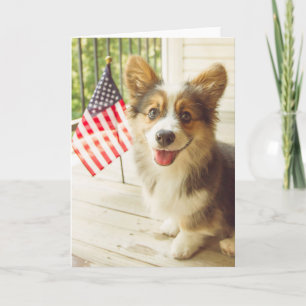 Cartão Bebês Mais Pobres American Flag Corgi