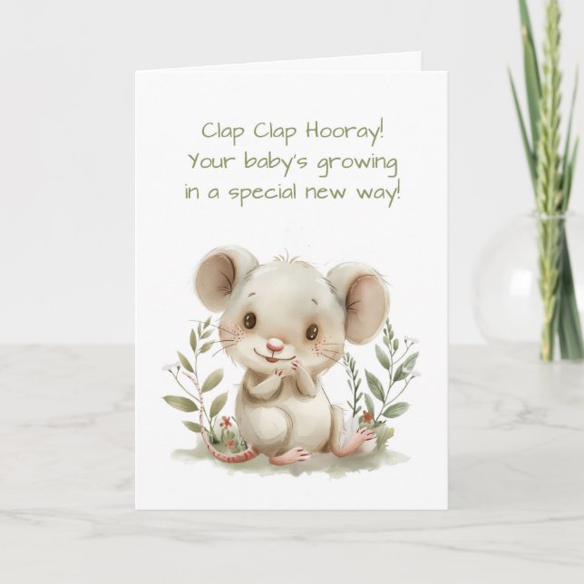 Cartão Bebês Primeiro Milestone Cute Mouse Clapping (Frente)