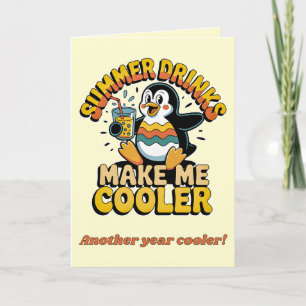 Cartão Bebidas de Verão de Pinguim Fofo Me Fazem Mais Fre