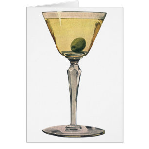 Cartão Bebidas Vintage, Martini Azeitona Coquetel