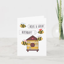 Bee Birthday Card - "Hive a Great Birthday!"