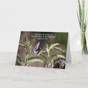 Cartão Bee Buscando Placa de Escritura de Bíblia Jeremiah