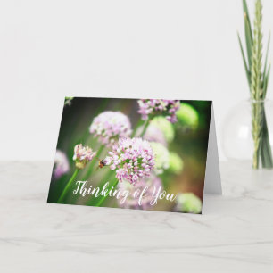 Cartão Bee Happy Purple Diagonal Allium Flowers Pensando