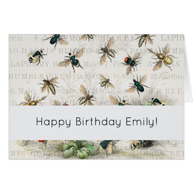 Cartão Bee Honey Queen Bees Antique (Frente Horizontal)
