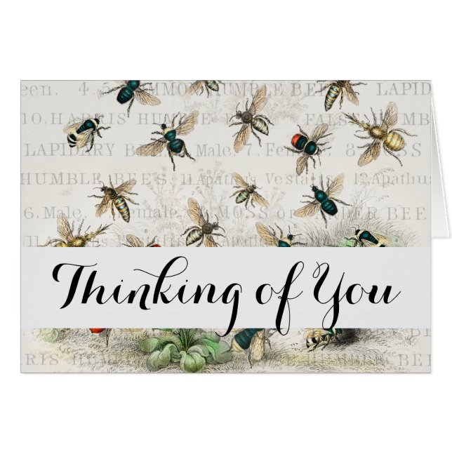 Cartão Bee Honey Queen Bees Antique (Frente Horizontal)