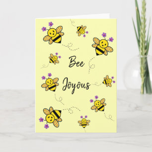 Cartão Bee Joyous Whimsical Floral Folded Greeting Card