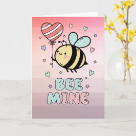 Cartão Bee Mine! Cute Bee Valentines Day Greeting