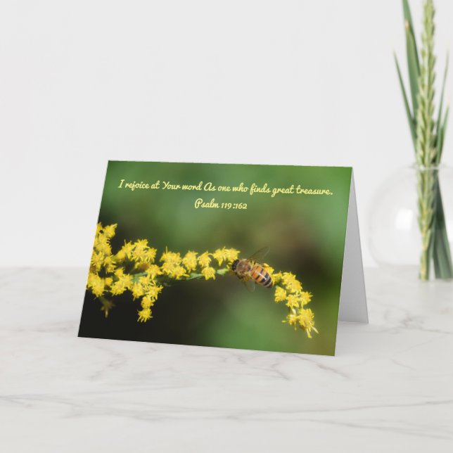 Cartão Bee On Blossoms Scripture Card Psalm 119:162 (Frente)