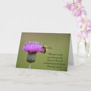 Cartão Bee on Thistle Thinking of you card with Scripture