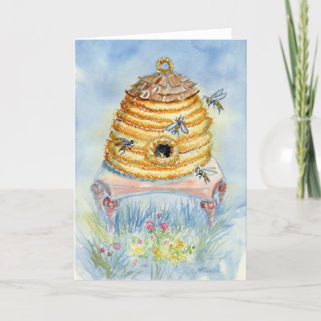 Cartão Bee Skep Blank Notecard (Frente)