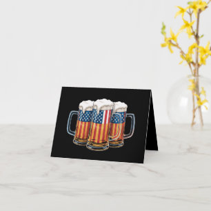 Cartão Beer American Flag 4 de julho Merica Bebendo EUA