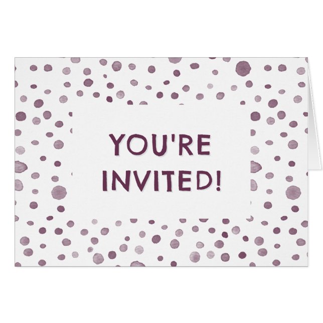 Cartão Beet Confetti Watercolor Dots Birthday Invite (Frente horizontal)