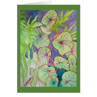 Cartão Begónia e Philodendron da aguarela