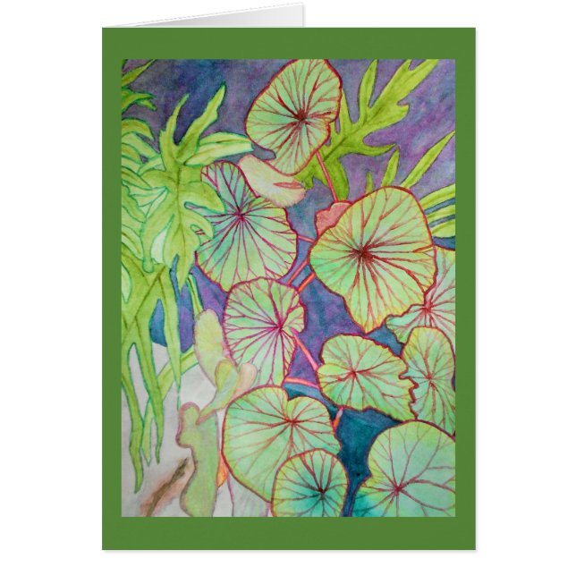 Cartão Begónia e Philodendron da aguarela (Frente)