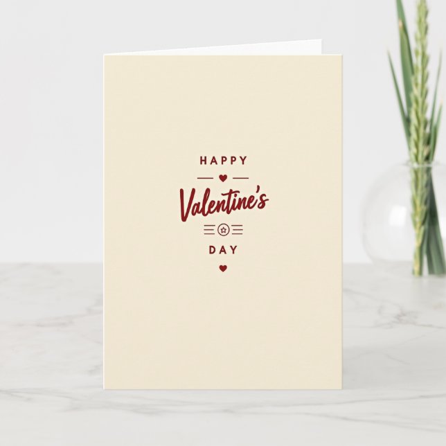 Cartão Beige Happy Valentines Day Card (Frente)