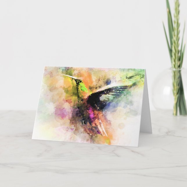 Cartão Beija-flor aquarela  (Frente)