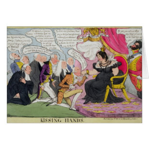 Cartão Beijando as mãos, publicadas 1827 (litho da cor)