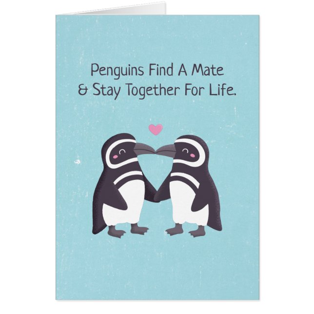 Cartão Beijar Pinguins, Engraçado Você Ser Meu Marido Pin (Frente)