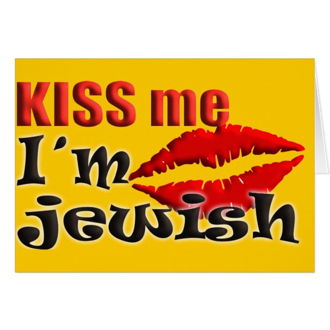 Cartão Beije-me que eu sou judaico (Frente horizontal)