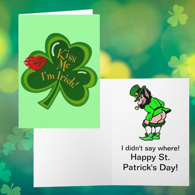 Cartão Beije-me Sou Irlandês Funny Leprechaun (Kiss Me I'm Irish Funny Leprechaun Card)