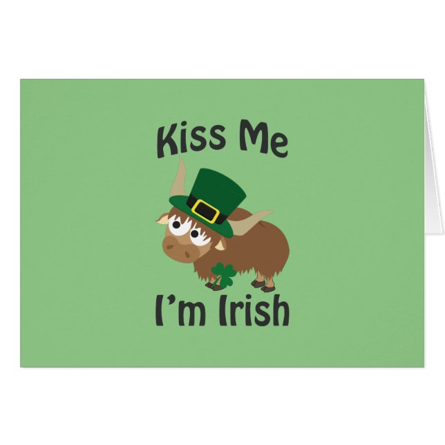 Cartão Beije-me Sou um iaque irlandês (Frente horizontal)
