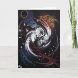 Cartão Beijo casal Yin Yang Amor Arte de desenho surreal