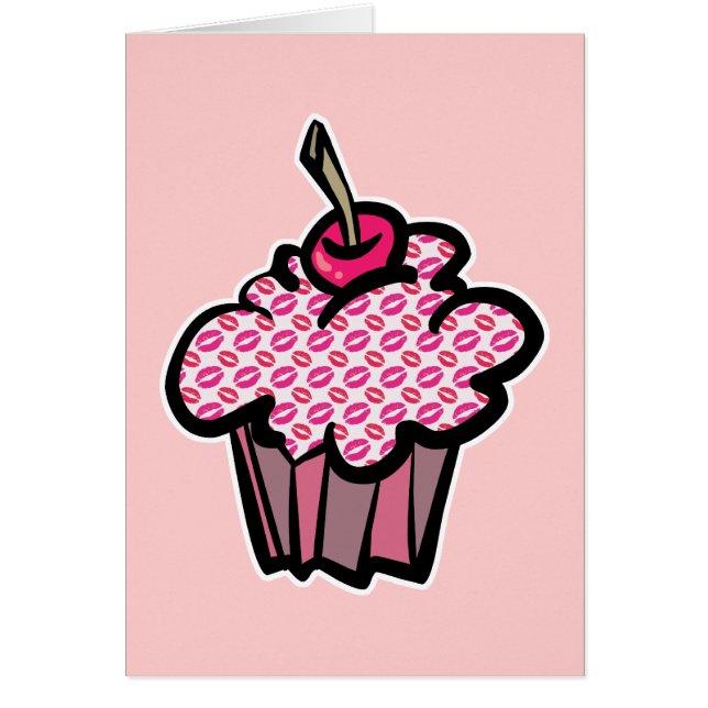 Cartão beijo de batom cupcake (Frente)
