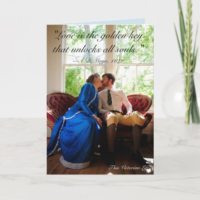 Cartão Beijo de casal, citação vitoriana (Frente)