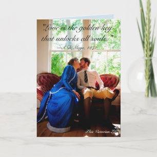 Cartão Beijo de casal, citação vitoriana