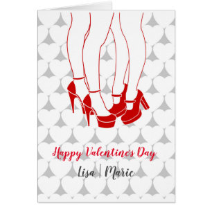 Cartão Beijo de casal lésbica no dia do Namorados