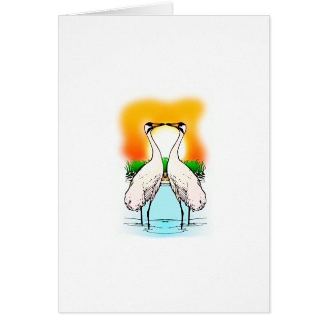 Cartão Beijo de dois guindastes gritando (Frente)