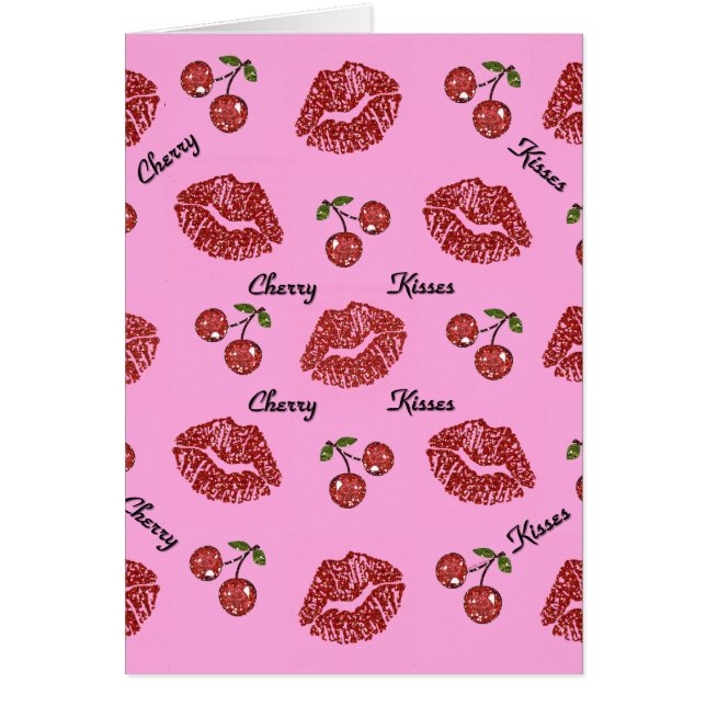 Cartão Beijos de Cereja Rockabilly RAB em Rosa (Frente)
