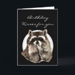 Cartão Beijos feitos sob encomenda do aniversário para o<br><div class="desc">O excelente para o animal,  natureza e especialmente guaxinim ventila.</div>