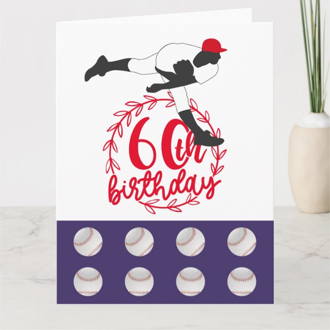 Cartão Beisebol 60º Aniversário com Jogador (Frente)