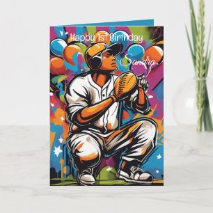 Cartão Beisebol Balls Felizes Crianças de Aniversário Per