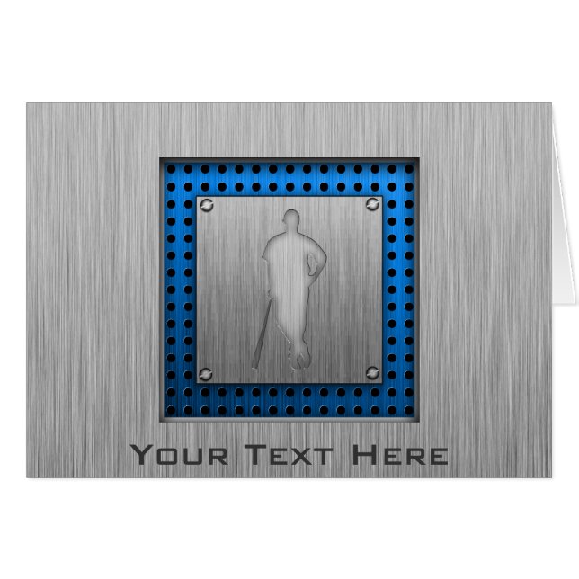 Cartão Beisebol com aspecto metálico escovado (Frente Horizontal)