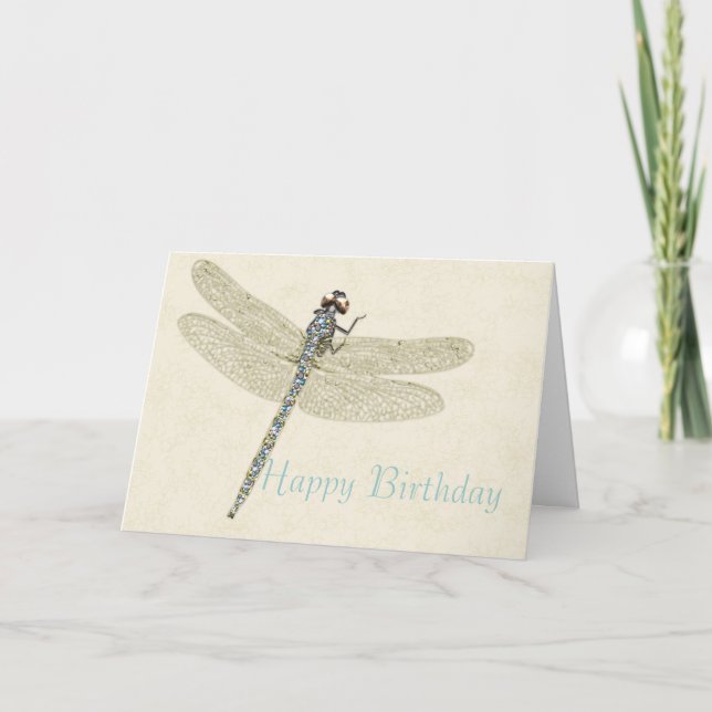 Cartão Bejewelly Dragonfly Happy Birthday Card (Frente)