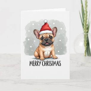 Cartão Bela animação do Bulldog Francês no Natal