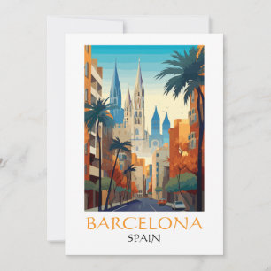 Cartão Bela Barcelona Espanha Retro Viagem Antiga