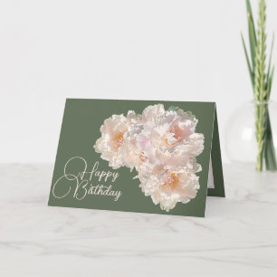 Cartão Bela Buquê Floral Pink Peonies Aniversário