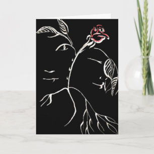 Cartão Bela e Rosa da Besta