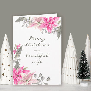 Cartão Bela Esposa Lindas Poinsettia Rosa Natal