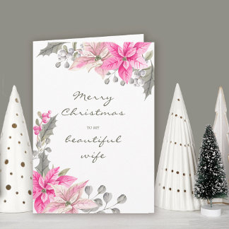 Cartão Bela Esposa Lindas Poinsettia Rosa Natal